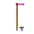 Montour Line Stanchion Belt Barrier Removable Base Sat.Brass Post 7.5ftFl.Pnk Belt MX630R-SB-FPK-75